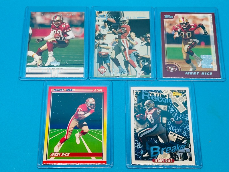 Photo 1 of 165905….5 Jerry rice cards in plastic sleeves 
