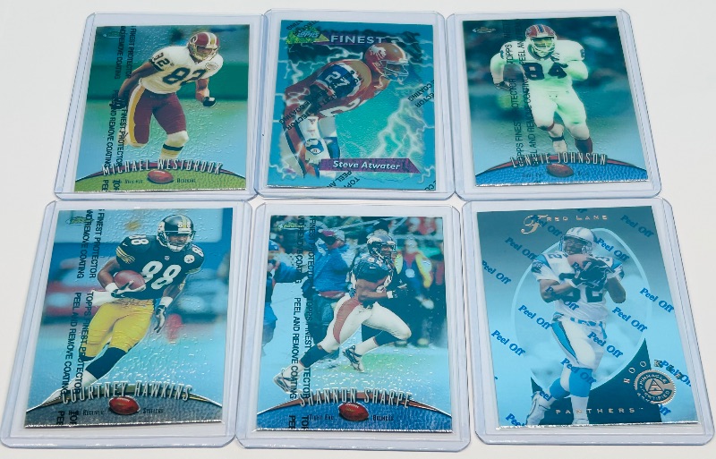 Photo 1 of 165926…6 Topps Finest Protector coatings football refractor cards in hard plastic sleeves