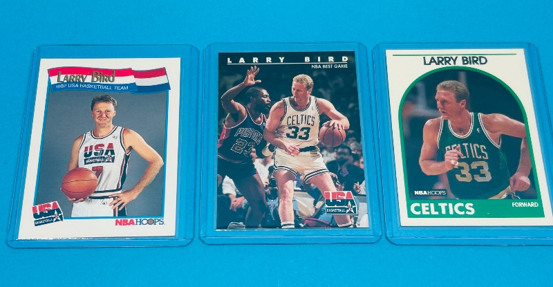 Photo 1 of 165931…3 Larry Bird cards in hard plastic sleeves
