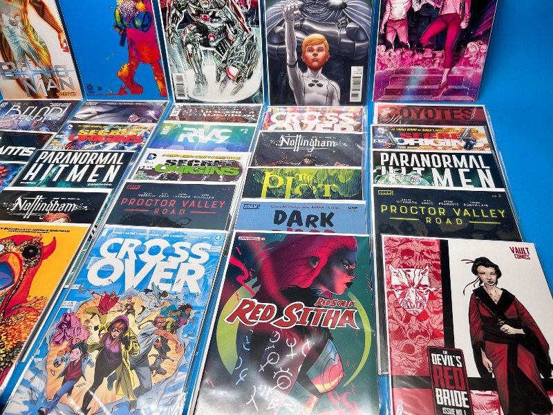 Photo 1 of 165952… final sale no return or refund-30 misc comics in plastic sleeves 