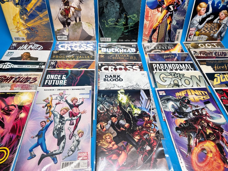 Photo 1 of 165953… final sale no return or refund-30 misc comics in plastic sleeves 