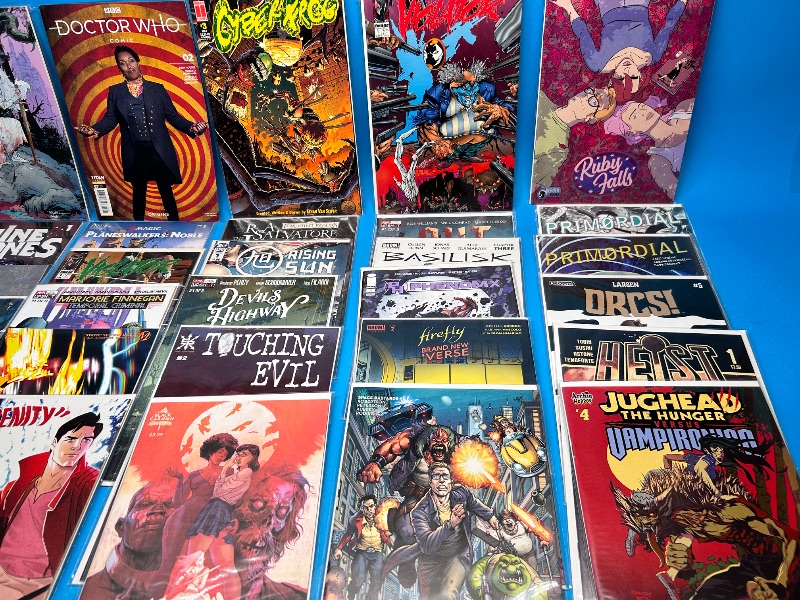 Photo 1 of 165954… final sale no return or refund-30 misc comics in plastic sleeves 