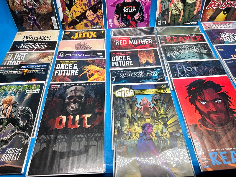 Photo 1 of 165955… final sale no return or refund-30 misc comics in plastic sleeves 