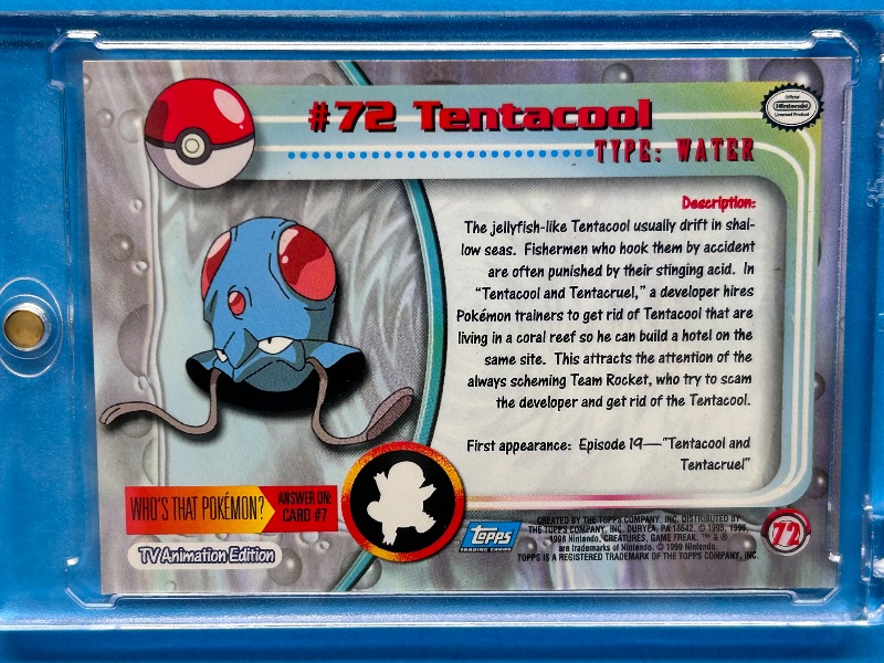 Photo 1 of 166041…holo foil Tentacool  Pokemon card in hard plastic case