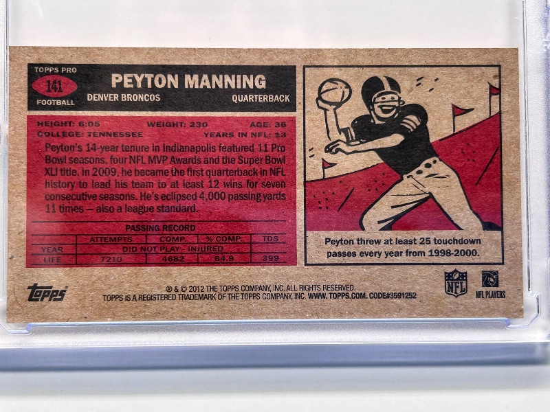 Photo 1 of 166044…Peyton Manning mini card 141  in hard plastic case 