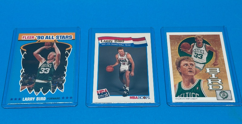 View 1 of 166073…3 Larry bird cards in hard plastic sleeves