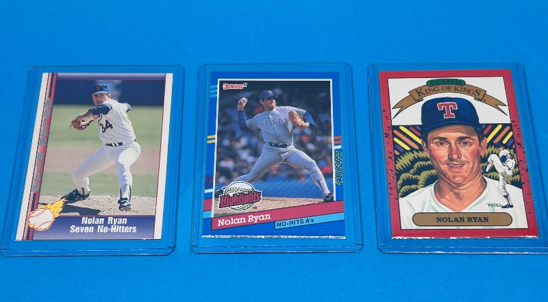 View 1 of 166076….3 Nolan Ryan  cards in hard plastic sleeves 