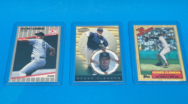 Photo 1 of 166080…3 Roger Clemens  cards in hard plastic sleeves 