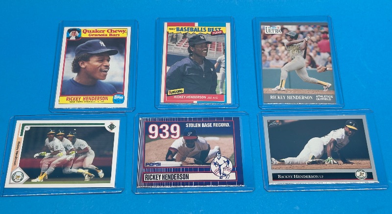 Photo 1 of 166081…6 Rickey Henderson  cards in hard plastic sleeves 