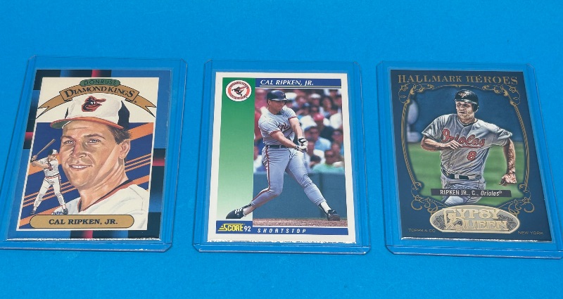 Photo 1 of 166083…3 Cal Ripken Jr.  cards in hard plastic sleeves 