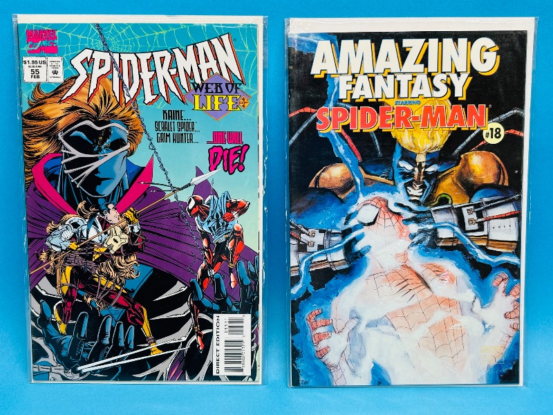 Photo 1 of 166161… 2 Spider-Man comics in plastic sleeves