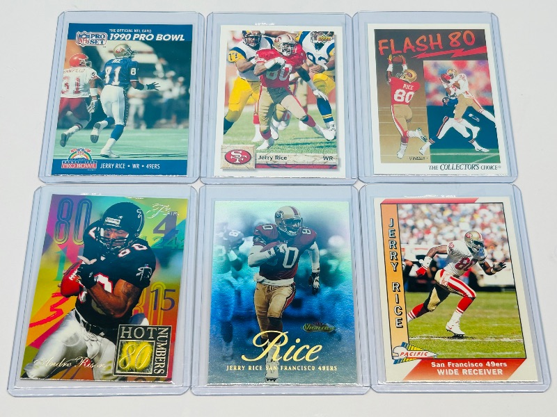 Photo 1 of 166197…6 Jerry Rice cards in hard plastic sleeves