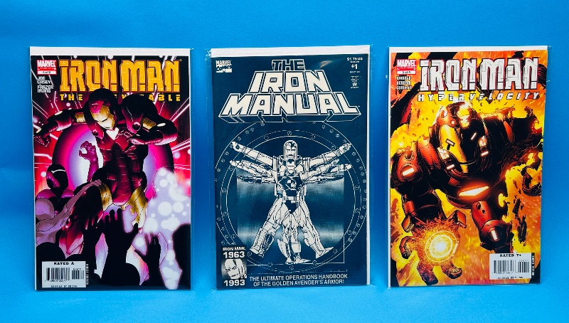 Photo 1 of 166779…3 Iron Man comics in plastic sleeves