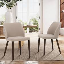 Photo 1 of COLAMY Upholstered Dining Chair Modern Fabric Dining Room Kitchen Side Chair with Padded Seat and Wood Legs for Restaurant/Cafe, Camel