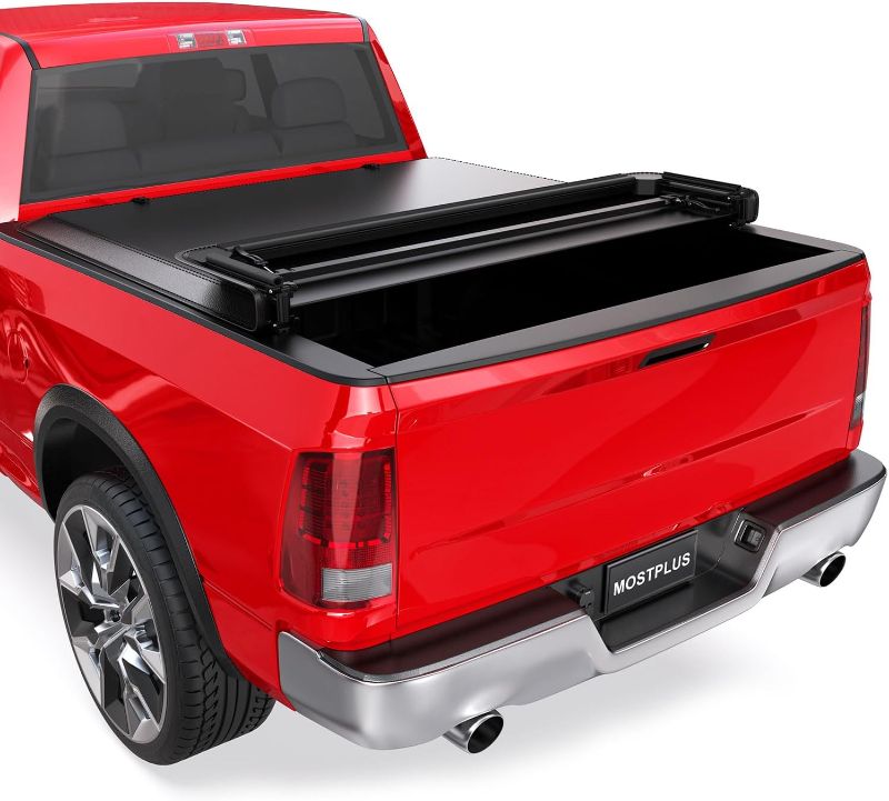 Photo 1 of MOSTPLUS Soft Quad FOLD Truck Bed Tonneau Cover Compatible for 2002-2025 Dodge Ram 1500 Inclu. Classic & New Body/2003-2024 Ram 2500 3500 Fleetside (w/o RamBox) (6.5 FT Bed) On Top 78 Inch
