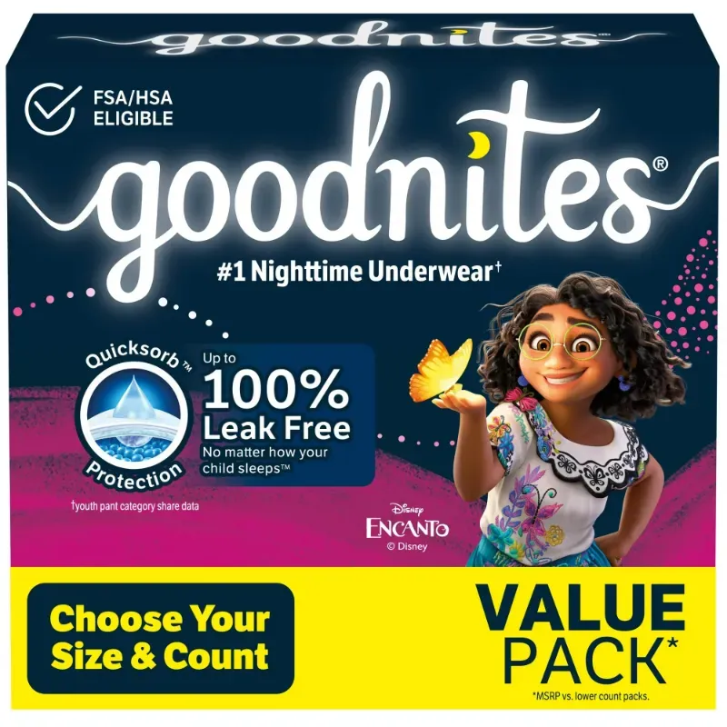 Photo 1 of Goodnites Bedwetting Underwear for Girls, S/M