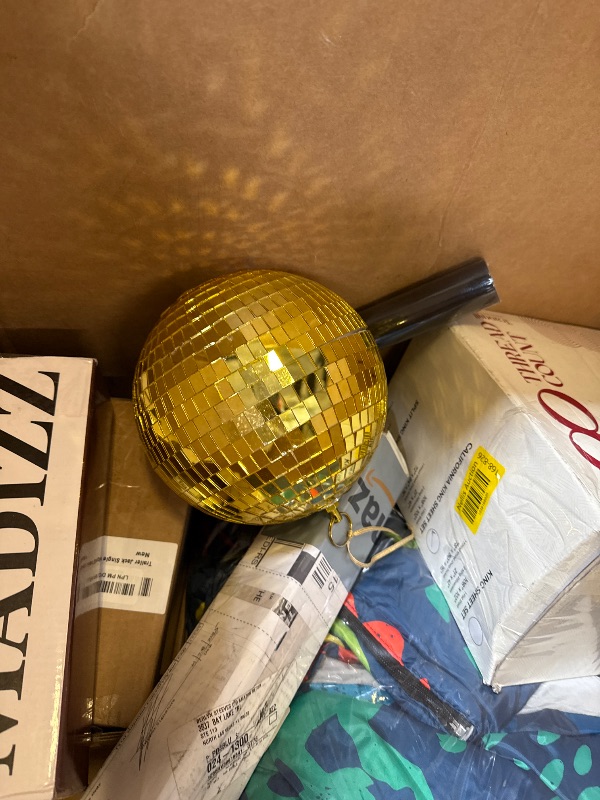 Photo 1 of Mirror Disco Ball Decor with Hanging Ring: 8 Inch Large Gold Disco Ball Ornaments - Hanging Party Disco Balls for Party Decorations, 70s Theme Party, DJ, Wedding, Birthday, Christmas