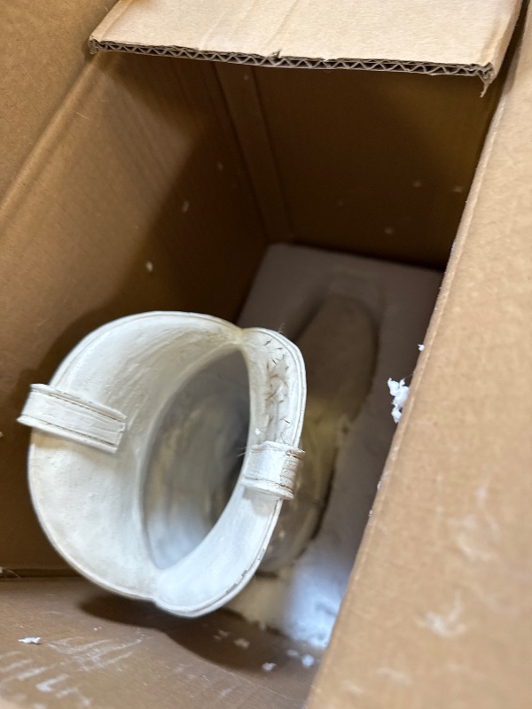 Photo 1 of Cowgirl Boot Flower Vase – 10 1/2” Tall Antique White Finish with Intricate Tooled Leather Detailing – Modern Rustic Western Cowboy Home Décor for Flowers or Standalone Accent