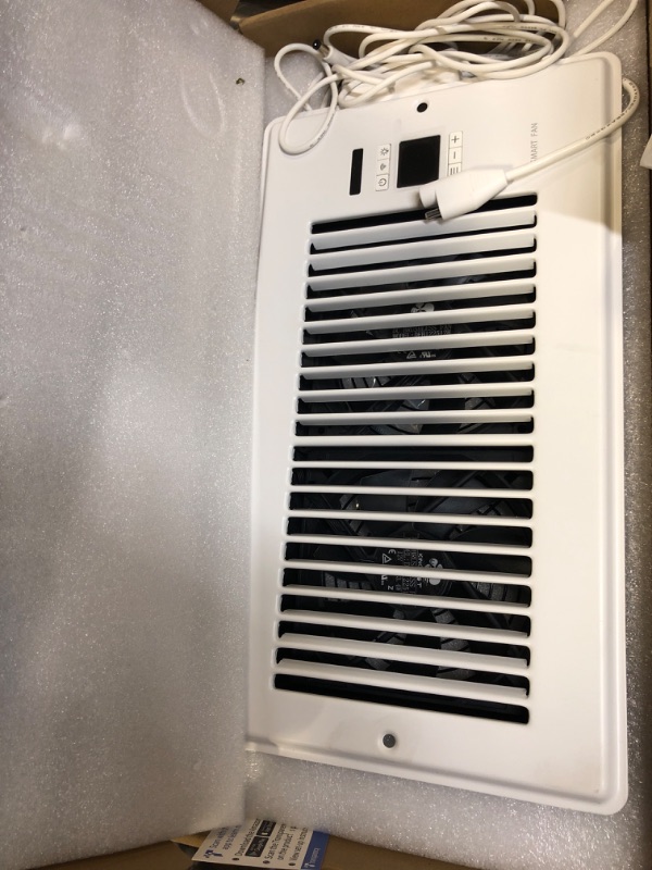 Photo 1 of Super Quiet Register Booster Fan for 6" x 12" Register Holes, Smart Register Vent with Dual Intelligent Thermostat and WIFI App Control, Heating Cooling AC Vent Fan (White)
