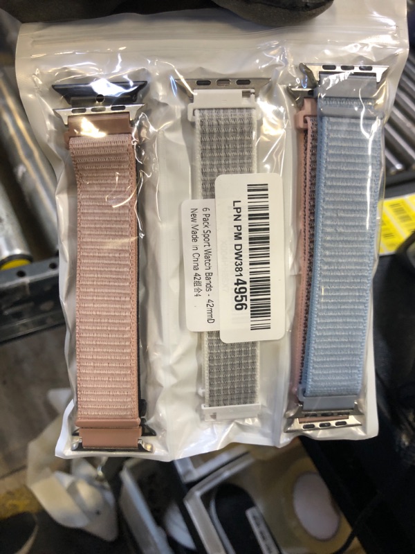Photo 1 of 6 Pack Nylon Sport Loop Band Compatible with Apple Watch Band 38mm 40mm 41mm 42mm 44mm 45mm 46mm 49mm Women Men, Soft Adjustable Replacement Straps for iWatch Series 10 9 8 7 6 5 4 3 2 1 SE Ultra (Plum/Rose Pink/Light Pink/Jet Black/Shimmering White/Teal 