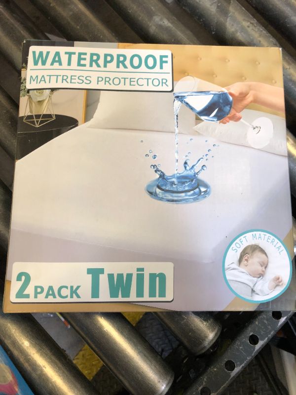 Photo 1 of 2 Pack Twin Size Premium Waterproof Mattress Protector, Soft Breathable Mattress Pad, Noiseless Waterproof Bed Cover - Stretch to 21" Fitted Deep Pocket Mattress Protection