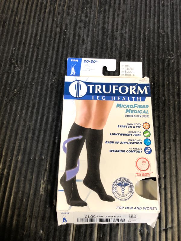 Photo 1 of Truform 20-30 mmHg Compression Stockings for Men and Women, Knee High Length, Closed Toe, Black, X-Large (8865BL-XL)