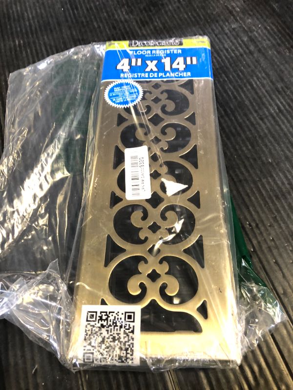 Photo 1 of Decor Grates SPH414-A Scroll Design Floor Register, 4x14, Antique Brass Finish