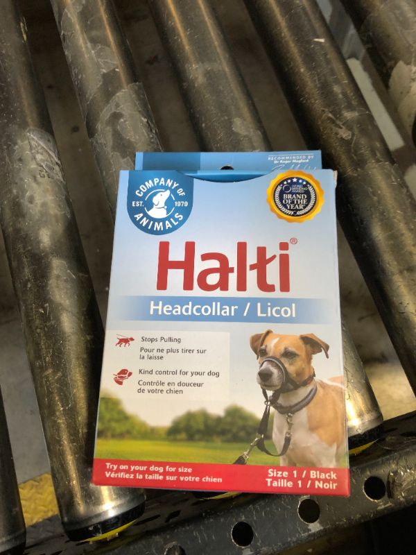 Photo 1 of HALTI Headcollar - To Stop Your Dog Pulling on the Leash. Adjustable, Reflective and Lightweight, with Padded Nose Band. Dog Training Anti-Pull Collar for Small Dogs (Size 1, Black)