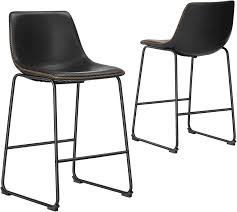 Photo 1 of Sweetcrispy Counter Height Bar Stools Set of 4, 30 inch Leather Barstools Modern Bar Stools with Back, Counter Stool Armless Bar Chairs with Metal Legs, Footrest, Classic Black