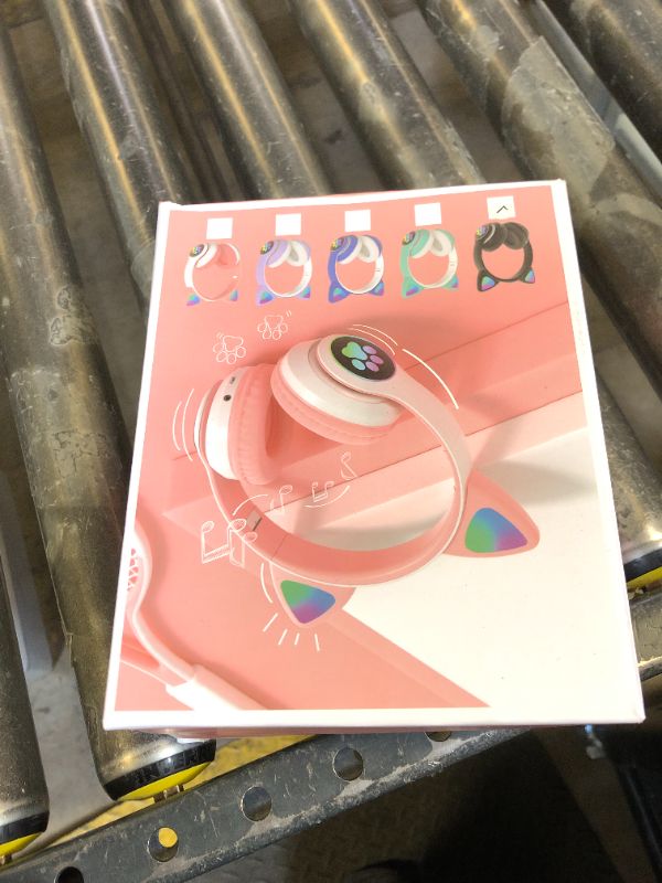 Photo 1 of TCJJ Kids Wireless Headphones - Cat Ear LED Light Up, Bluetooth 5.4, Safe Volume Limit, Noise Cancelling with Mic & TF Card for Girls Boys Toddlers School