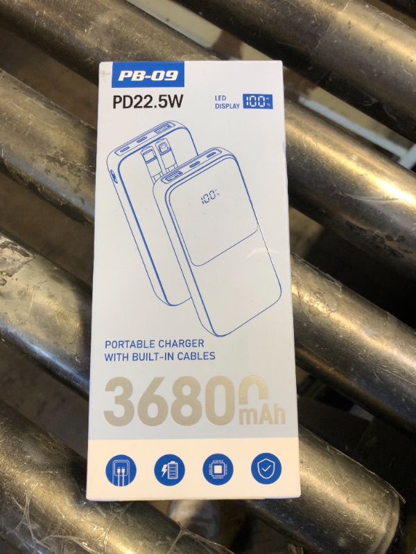 Photo 1 of Portable Charger Power Bank - 36800mAh Fast Charging Powerbank Battery Pack with Built in USB-C(22.5W) and iOS(20W) Output Cable Compatible with iPhone Android Samsung etc (1 Pack, Black)