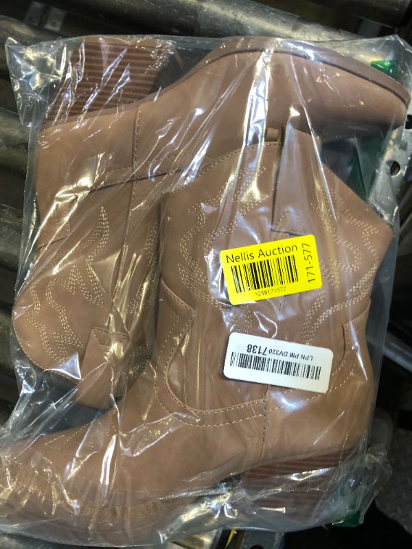 Photo 1 of Soda “BLAZING” ~ Women Western Stitched Pointe Toe Low Heel High Top Ankle Shaft Boot Bootie (Taupe PU, us_footwear_size_system, adult, women, numeric, medium, numeric_7)