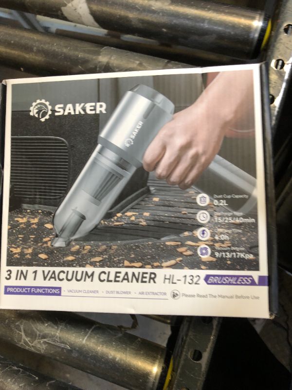 Photo 1 of Saker Car Vacuum Cleaner 17000PA Foldable 3 in 1 Mini Handheld Car Vacuum Portable Cordless with Brushless Motor for Hair,Cars,Bedrooms,Offices Cleaning HL132 Silver