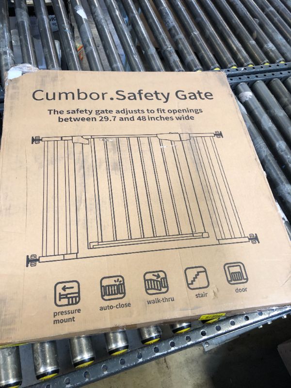 Photo 1 of Cumbor 29.7-48" Baby Gate for Stairs, Mom's Choice Awards Winner-Dog Gate for Doorways, Auto Close Safety Pet Gate for Dogs Indoor, Easy Install Pressure Mounted Child Gate with Walk Thru Door, Black