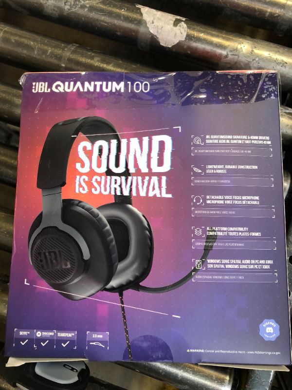 Photo 1 of JBL Quantum 100 - Wired Over-Ear Gaming Headphones - Black, Large