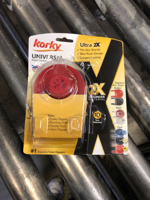 Photo 1 of Korky 2017BP Standard 2-Inch 2X Ultra High Performance Universal Long Lasting Rubber-Easy to Install-Made in USA Toilet Flapper, 1 Count (Pack of 1), Red