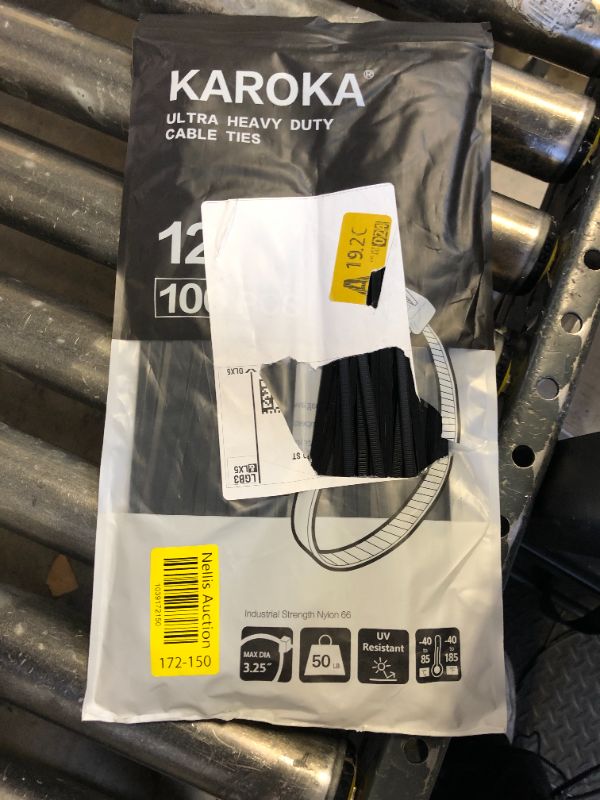 Photo 1 of Zip Ties 12 inch (100 pcs), Black, 50 lb, UV Resistant Cable Ties for indoor and outdoor use, by Karoka