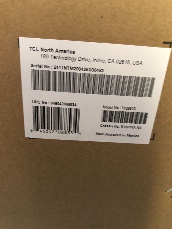 Photo 1 of TCL 75-Inch Q65 QLED 4K UHD Smart TV with Google TV (75Q651G, 2024 Model) Dolby Vision, Dolby Atmos, HDR Pro+, Game Accelerator Enhanced Gaming, Voice Remote, Works with Alexa, Streaming Television