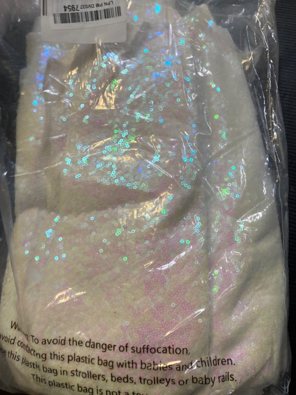 Photo 1 of White Iridescent Sequin Backdrop Curtains 4 Pcs 2ftx8ft Wedding Stage Background Backdrop Glitter Fabric Backdrop Drape
