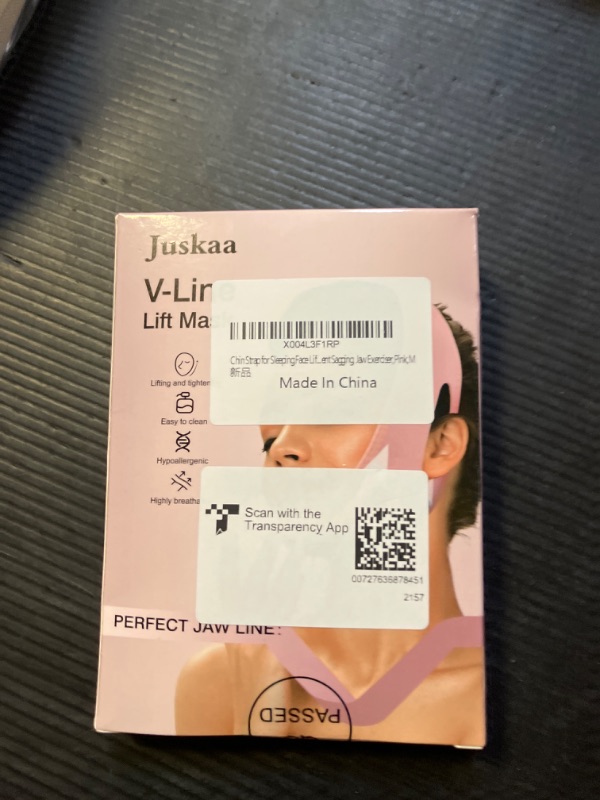 Photo 1 of Juskaa Reusable V Line Lifting Mask with Chin Strap for Sleeping,Face Lift Prevent Sagging, Jaw Exerciser,Pink,M