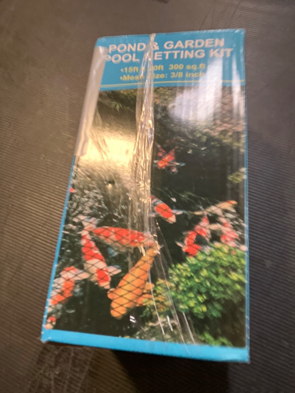 Photo 1 of BUZIFU Pond Netting, 15 x 20FT Heavy Duty Pond Net for Koi Ponds, Garden Pool Fine Mesh Netting Kit for Leaves, Protects Koi Fish from Birds Cats Predators, with 14 Stakes and 30 Cable Zip Ties