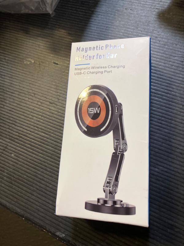 Photo 1 of Magnetic Car Mount Charger for Mag-Safe, 15W Wireless Fast Charger Phone Holder for Car with Adhesive, 360° Rotatable Zinc Alloy Handsfree Phone Stand