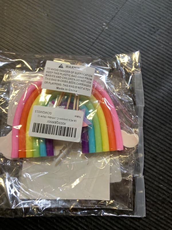 Photo 1 of 18 PCS Unicorn Cake Topper, Unicorn Rainbow Cake Decorations with Rainbow Stars Unicorn Foil Firework Balls Happy Birthday Cake Decorations for Boys Girls Kids Birthday (Style 1)
