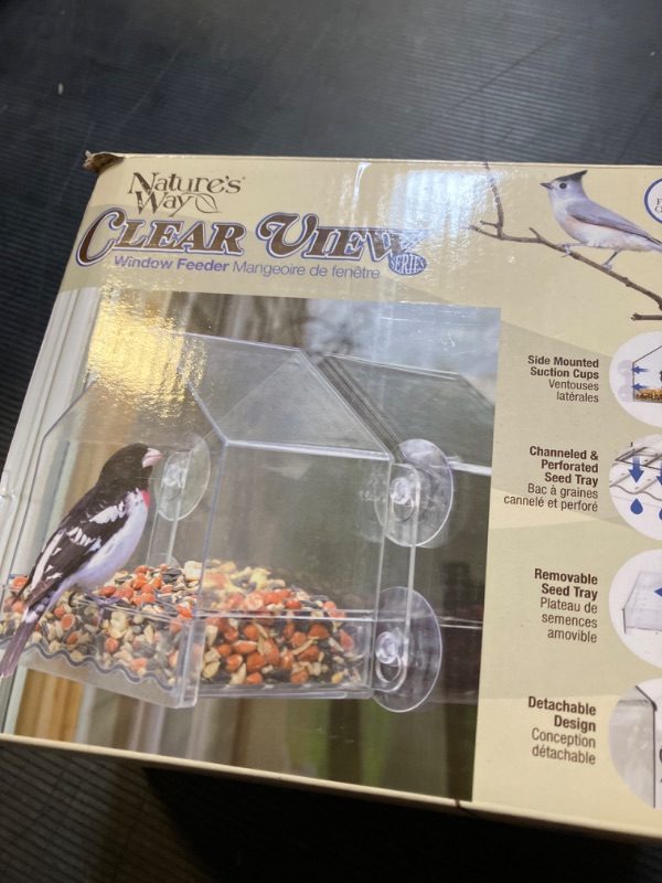 Photo 1 of Nature's Way Win-3 Clear View Window Bird Feeder with Strong Suction Cups, Transparent Outdoor Wild Bird Seed Feeder and Décor, 2 Cup Capacity, Clear, 6.5"