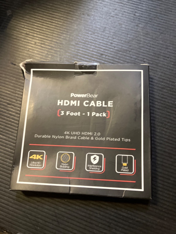 Photo 1 of PowerBear 4K HDMI Cable 3 ft | High Speed Hdmi Cables, Braided Nylon & Gold Connectors, 4K @ 60Hz, Ultra HD, 2K, 1080P, ARC & CL3 Rated | for Laptop, Monitor, PS5, PS4, Xbox One, Fire TV, & More