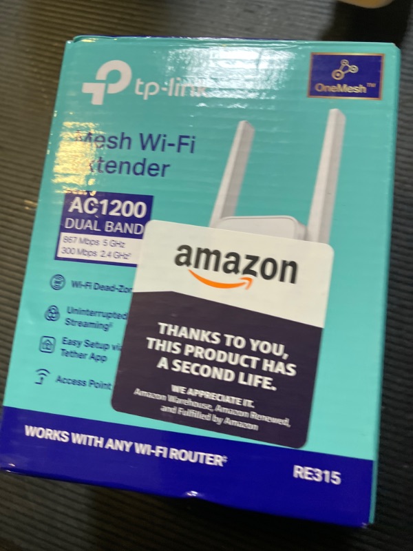 Photo 1 of TP-Link AC1200 WiFi Extender, 2024 Wirecutter Best WiFi Extender, 1.2Gbps home signal booster, Dual Band 5GHz/2.4GHz, Covers Up to 1500 Sq.ft and 30 Devices ,support Onemesh, One Ethernet Port (RE315)
