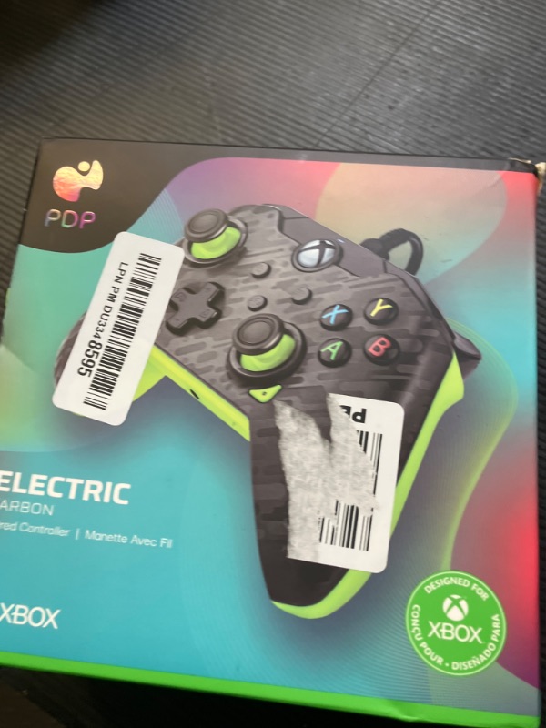 Photo 1 of PDP Wired Xbox Gaming Controller: Gamepad Licensed for Xbox Series X|S, Xbox One, PC, Audio Controls, 8ft Cable, 3.5mm jack, Mappable Buttons/Triggers, Companion App: Electric Carbon Grey/Yellow