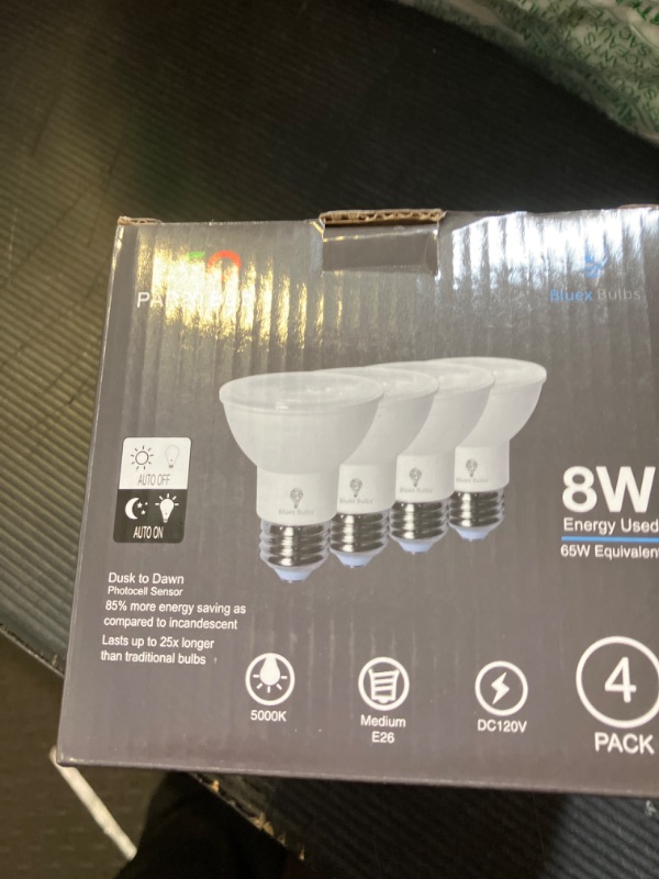 Photo 1 of 4 Pack PAR20 LED Flood Dusk to Dawn Light Bulbs Outdoor Photocell Sensor 8W 65 Watt Equivalent 700Lumens Waterproof E26 5000K Cool White Auto On/Off Security Spotlight Indoor/Outdoor
