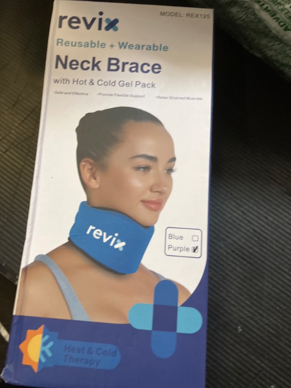 Photo 1 of REVIX Soft Neck Brace Cervical Collar, Adjustable Neck Support Brace with Hot Cold Gel Pack, Neck Pain Relief & Neck Support Collar for Sleeping, Relieves Cervical Spine Pressure, Purple