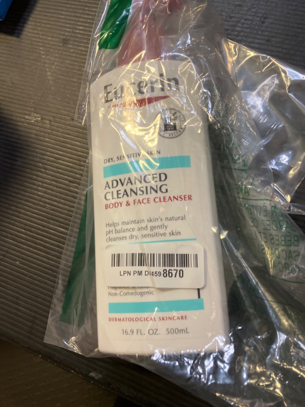 Photo 1 of Eucerin Advanced Cleansing Body and Face Cleanser, PH-Balanced, Gentle Face and Body Wash for Normal to Dry, Sensitive Skin, Free of Soap, Fragrances, Dyes and Parabens, 16.9 Fl Oz Bottle